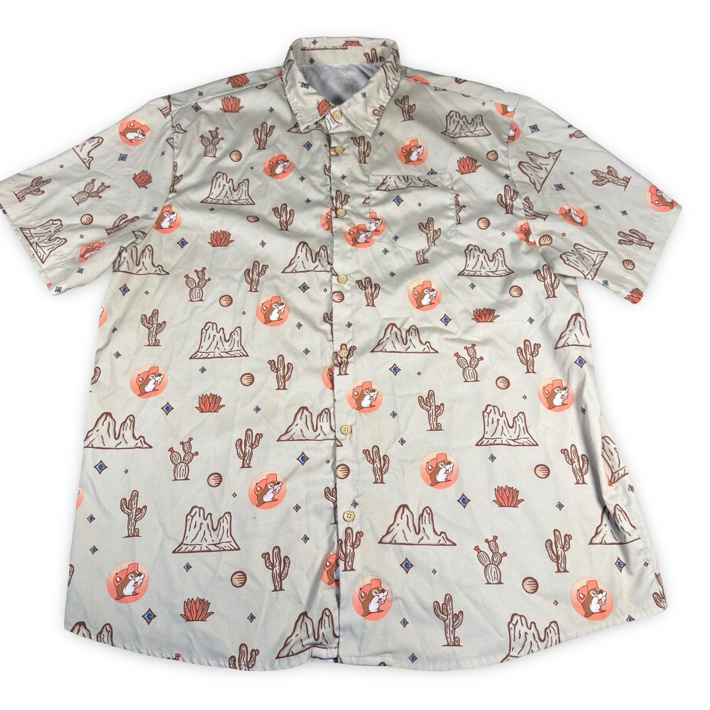 Buc-ee's Mens 2XL Desert Cactus Button Up Shirt Novelty Western Beaver Shirt